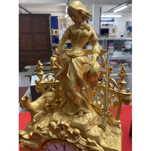 360 - Clocks: 19th cent. Ormolu clock & dome with music box in base : an 8 day ormulu and white marble 8 d... 