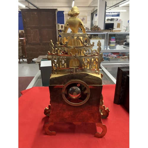 360 - Clocks: 19th cent. Ormolu clock & dome with music box in base : an 8 day ormulu and white marble 8 d... 