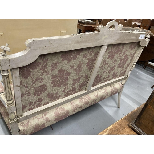 41 - 20th cent. Salon sofa painted in grey with acanthus decoration to the arms.