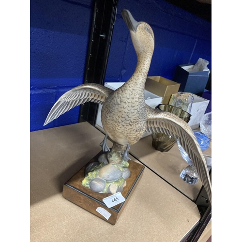 441 - Royal Worcester: Limited edition porcelain figure of an open winged American Pintail c1970. 11½ins.