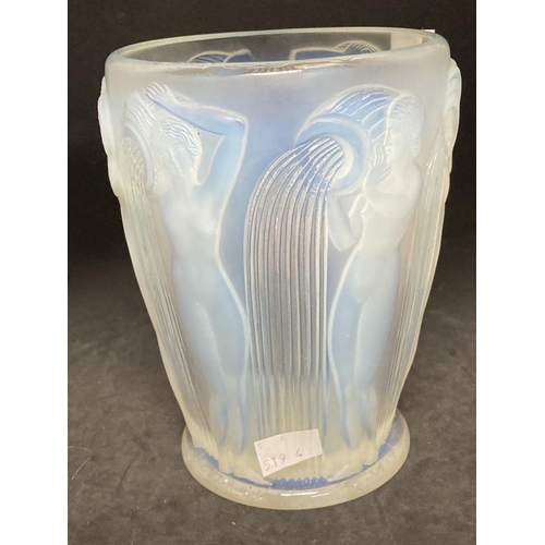 454 - Lalique: Opalescent Danaides vase wheel engraved signature R. Lalique - France No. 972, upper case. ... 