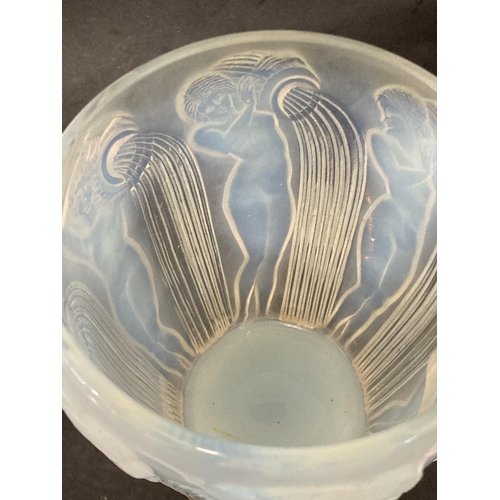 454 - Lalique: Opalescent Danaides vase wheel engraved signature R. Lalique - France No. 972, upper case. ... 