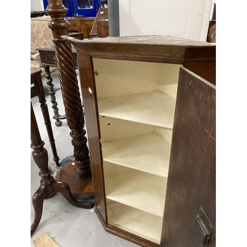 47 - Oak corner cupboard.