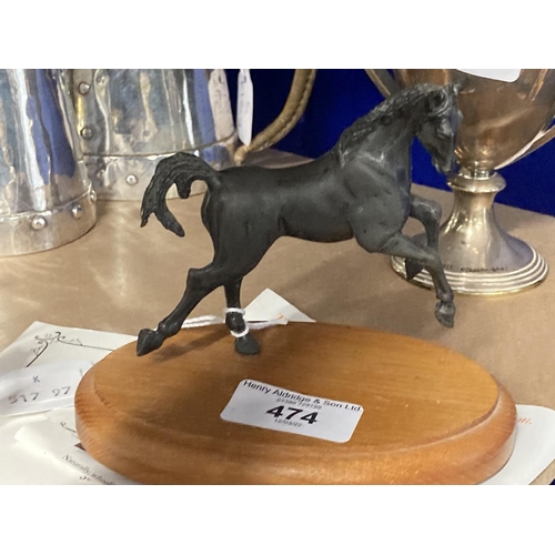 474 - 20th cent. Bronze 'Capriole' horse sculpture by Jenny Harvey, with certificate of authenticity. 4½in... 