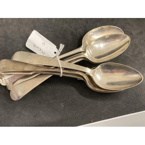 479 - Hallmarked Silver: Dessert spoons, various hallmarks. Total weight 12oz. (7)