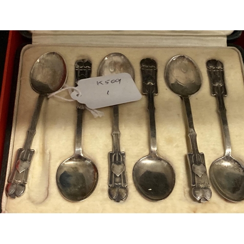 486 - Hallmarked Silver: Liberty & Co. Cymric Medea pattern - 'Honesty' flower finials coffee spoons Birmi... 