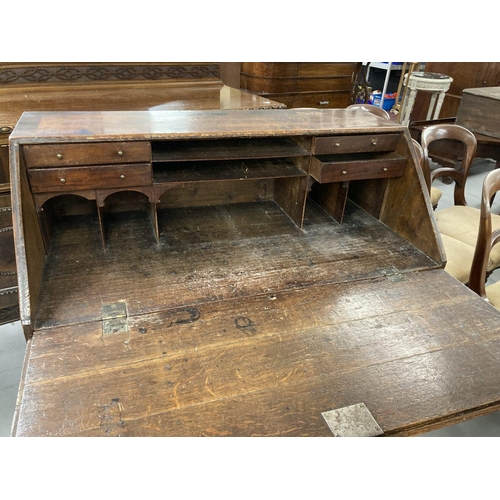 50 - 19th cent. Oak country bureau with fitted interior. 37ins. x 20ins. x 42ins.