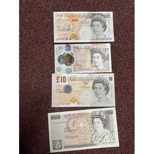 520 - Numismatics: Banknotes, GB collection of four Bank of England £10 notes, one Jane Austen CA41, Darwi... 