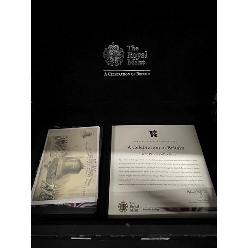 524 - Numismatics: Coins, bullion, The Royal Mint 'A Celebration of Britain' silver proof GB £5 collection... 