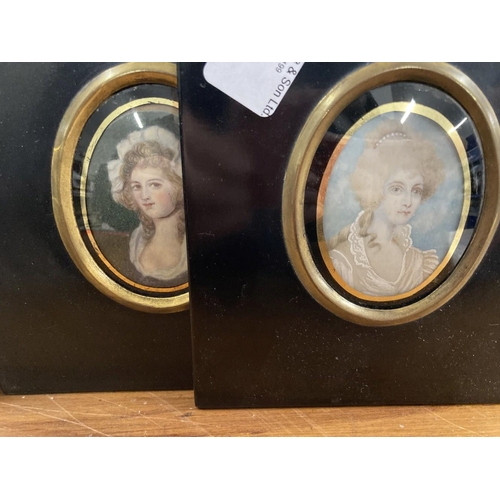 55 - English School: 19th cent. Portrait painted miniatures one inscribed on verso, 'Lady Walpole', plus ... 