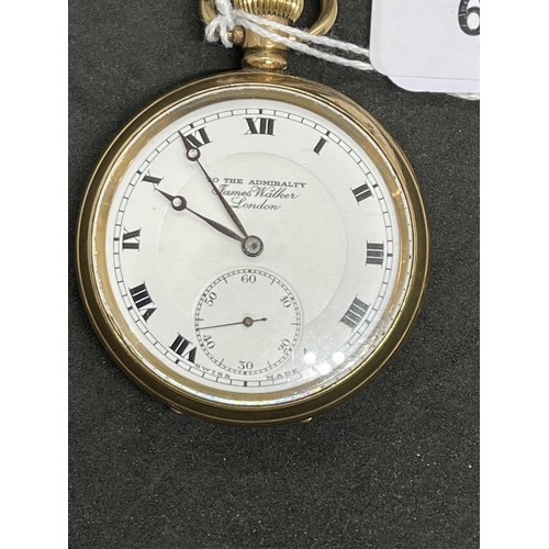 626 - Watches: James Walker London Admiralty pattern plated Dennison case, white enamel dial, Roman numera... 