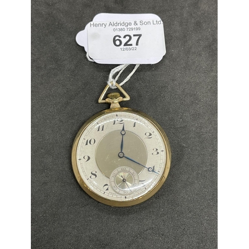 627 - Watches: Hallmarked 9ct gold Dennison. Cased, Arabic numerals and secondary dial, movement signed B.... 