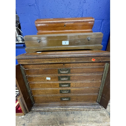 8 - 19th cent. Mahogany Wellington canteen of cutlery, the lift up lid and five drawers containing a lar... 