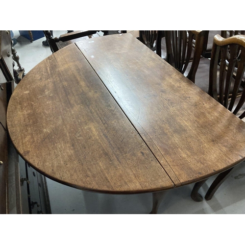 85 - 19th cent. Mahogany drop leaf dining table on club supports. 55ins. x 48ins.