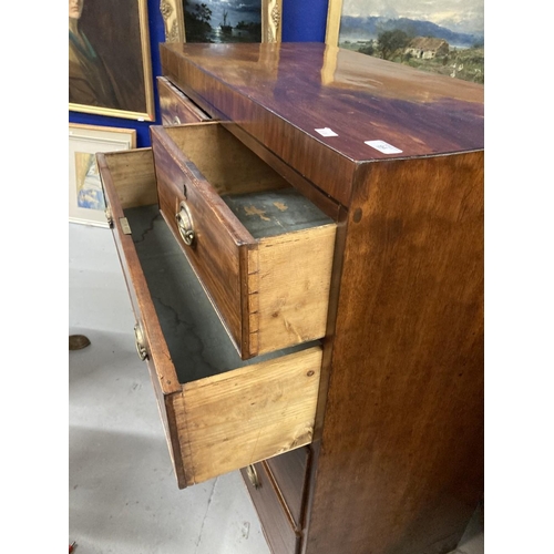 94 - 19th cent. Mahogany chest of two short and three long drawers of modest proportions on swept bracket... 