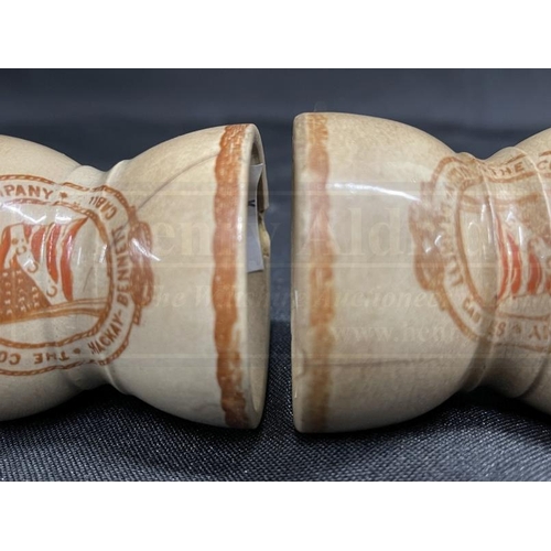 164 - C.S. MACKAY-BENNETT: Rare pair of Commercial Cable Company egg cups acquired by Francis Richard Attw... 