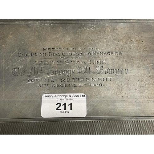 211 - R.M.S. TITANIC: George W. Bowyer Archive. Fine quality hallmarked solid silver writing box/desk comp... 