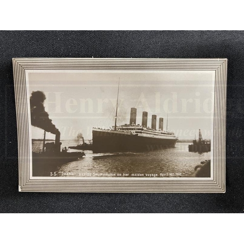 229 - R.M.S. TITANIC: Real photo postcard of S.S. Titanic leaving Southampton on her maiden voyage April 1... 