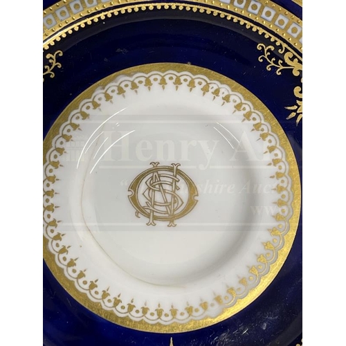 234 - R.M.S. TITANIC: Rare cobalt blue and gilt saucer with gilt O.S.N.C. to centre. Made by Spode and car... 