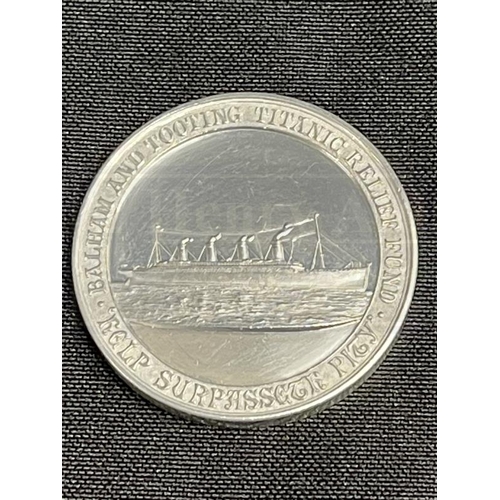 263 - R.M.S. TITANIC: Rare Balham and Tooting Titanic Relief Fund medal. Titled 'Help Surpasseth Pity'. Pr... 