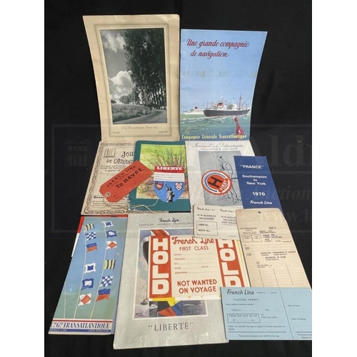 56 - OCEAN LINER: Mixed lot of printed ephemera relating to Compagnie Générale Transatlantique French Lin... 