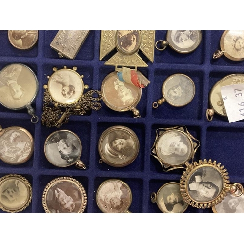 330 - Edwardian pendant lockets containing family photographs, notable people, military figures etc. Plus ... 