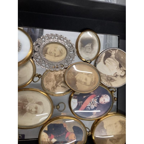 331 - Edwardian and later portrait miniatures oval painted (2), photograph on opaline glass, printed, etc.... 