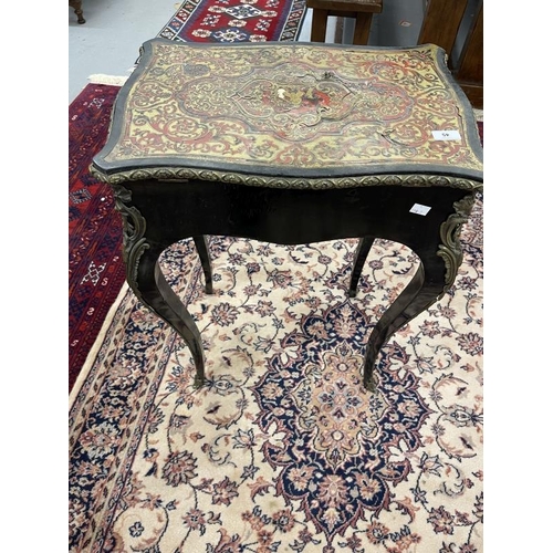 45 - 19th cent. French Boulle work table with ebonised edges embellished with Boulle inlaid red detailing... 