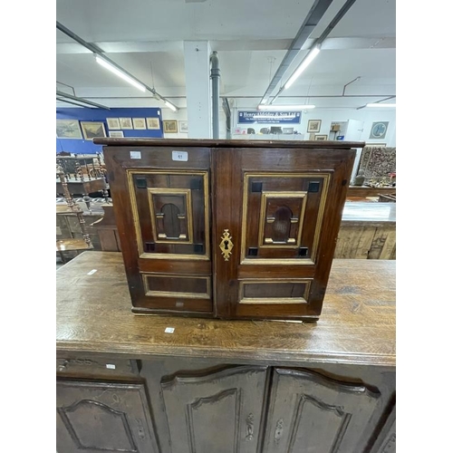 61 - 18th cent. Continental table cabinet with later adaptations, the two doors with arched panels ebony ... 