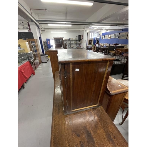 61 - 18th cent. Continental table cabinet with later adaptations, the two doors with arched panels ebony ... 