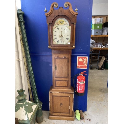 128 - Clocks: 19th cent. 8 day oak arch dial longcase clock Beal of Rundle.