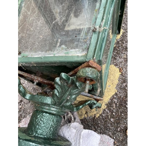 129 - Railwayania: 20th cent. Station lantern spiral cast iron support with aluminium lamp. Ex-property of... 