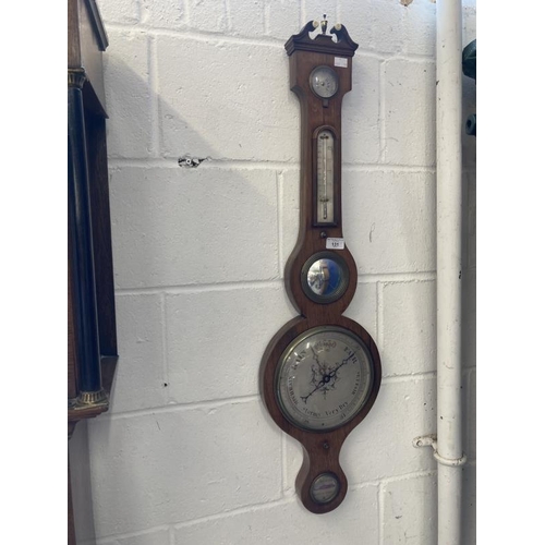 131 - Scientific Instruments: 19th cent. Rosewood banjo barometer signed J. Moretti. Dial 8ins. Height 38i... 