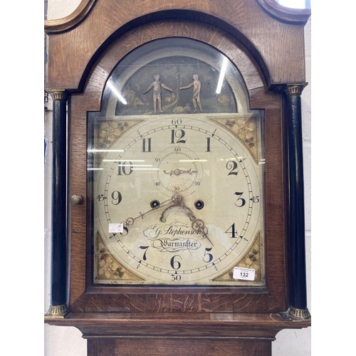 132 - Clocks: 19th cent. Oak Wiltshire 8 day longcase clock, the 17½ins. arch dial with Adam and Eve autom... 