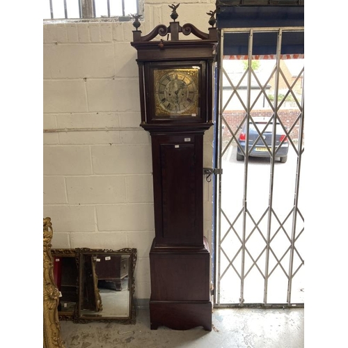 133 - Clocks: Mid 18th cent. Longcase Thomas Hall Romsey Hampshire, brass silvered dial 10ins face, Roman ... 