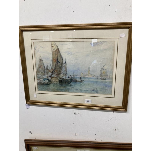 144 - Frederick Stuart Richardson (1855-1934): Watercolour, 'Venetian Fishing Boats, Early Morning' signed... 