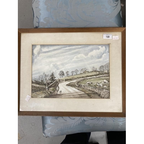 148 - F. H. Ayton: 20th cent. Watercolour on paper pastoral scene, signed bottom right, framed and glazed.... 