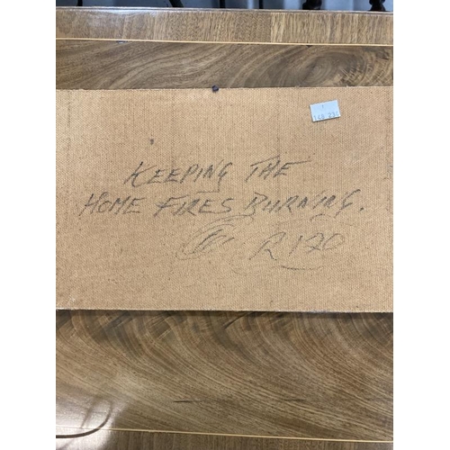 149 - Pieter Van Bloomstein 20th cent. African School 'Keeping The Home Fires Burning' oil on board. 15ins... 