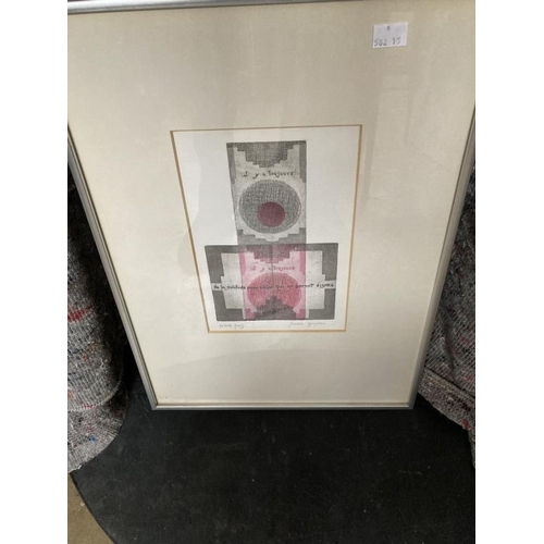 154 - Jessica Gwynne: Etching and aquatint, 'Woman and Judges', 1983, signed and numbered 5 of 50. Titled ... 