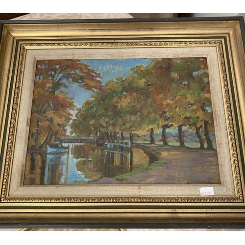 155 - Eve Chantler: Mid 20th cent. Oil on board 'Caversham Court', signed bottom right, framed. 17ins. x 1... 