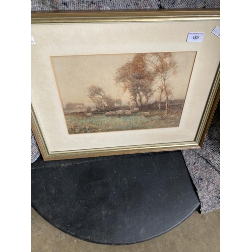 160 - Alexander Keller Brown: Watercolour, Scottish cottage and figures, framed and glazed. Tom Campbell: ... 