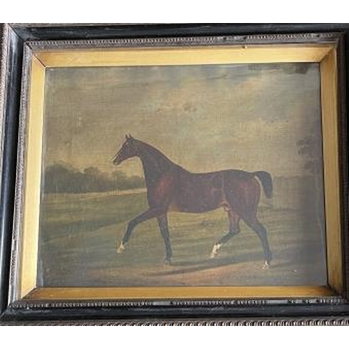 162 - 19th cent. English Primitive School: W.M. Fellowes Chestnut Horse Trotting, signed bottom right W. F... 