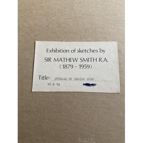 164 - Sir Matthew Smith CBE (1879-1959): Two studies of a female nude, charcoal, framed and glazed. 18¾ins... 