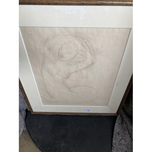 165 - Sir Matthew Smith CBE (1879-1959): Study of a seated mermaid, pencil and charcoal, framed and glazed... 