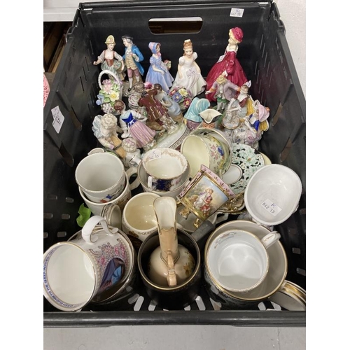 17 - 19th cent. & Later Ceramics: Includes Royal Worcester blush ware jug A/F, Continental figurines, Roy... 