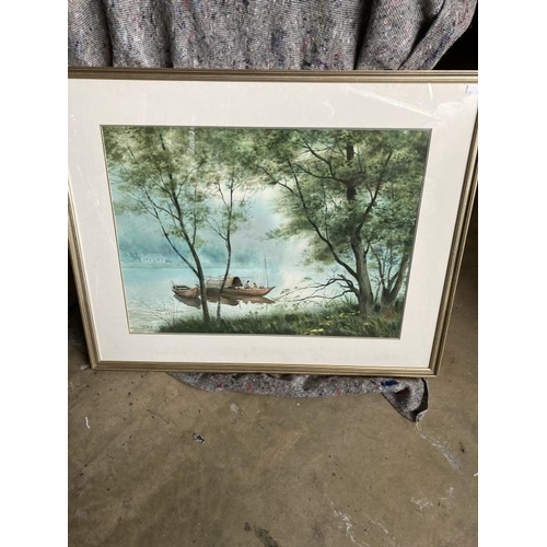 170 - Zhang Defu (Chinese b.1932): Two watercolours, summer river scene with a barge and tender and an aut... 