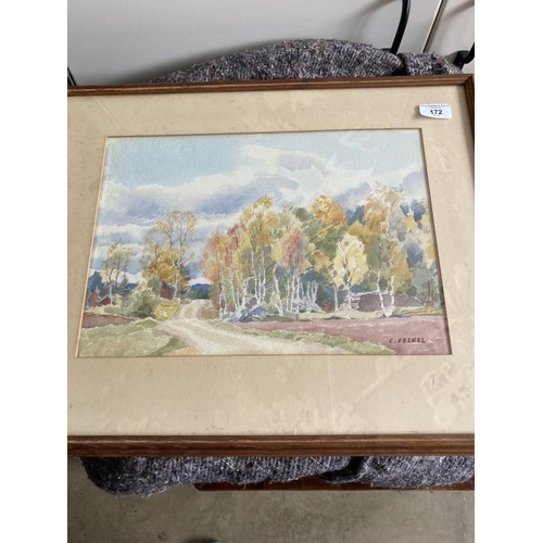 172 - Carl (Karl) Felkel (1896-1980): Watercolour on paper, 1949 'Autumn in Delsbo Sweden', signed bottom ... 
