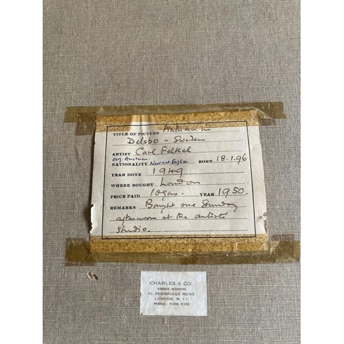 172 - Carl (Karl) Felkel (1896-1980): Watercolour on paper, 1949 'Autumn in Delsbo Sweden', signed bottom ... 