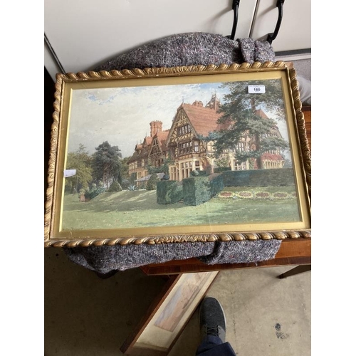 180 - Harry Sutton Palmer: Watercolour, timber framed manor house and garden, signed lower left, framed an... 