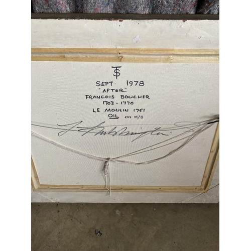 185 - After Francois Boucher 1978 copy of Le Moulin oil on board. 27ins. x 23ins.